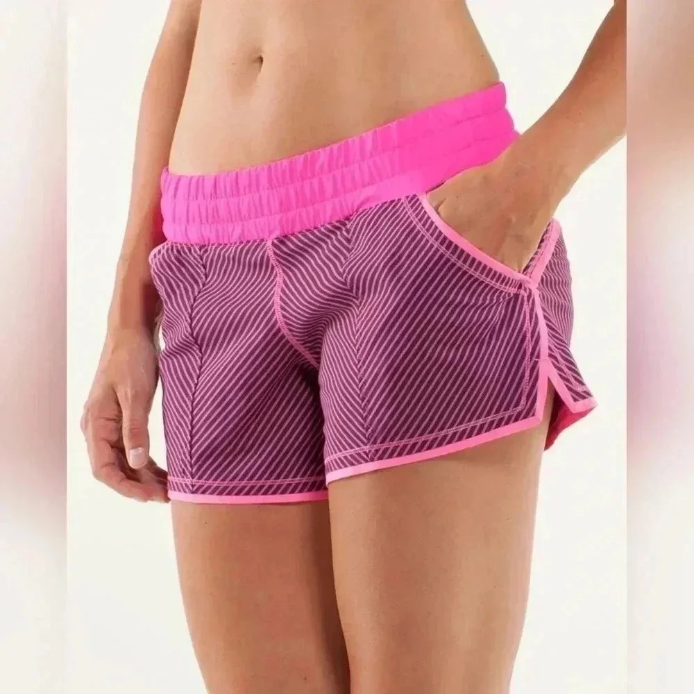 Lululemon Shake & Break ShortHyper Stripe Raspberry Glo Light / Raspberry Glo L - Picture 5 of 15